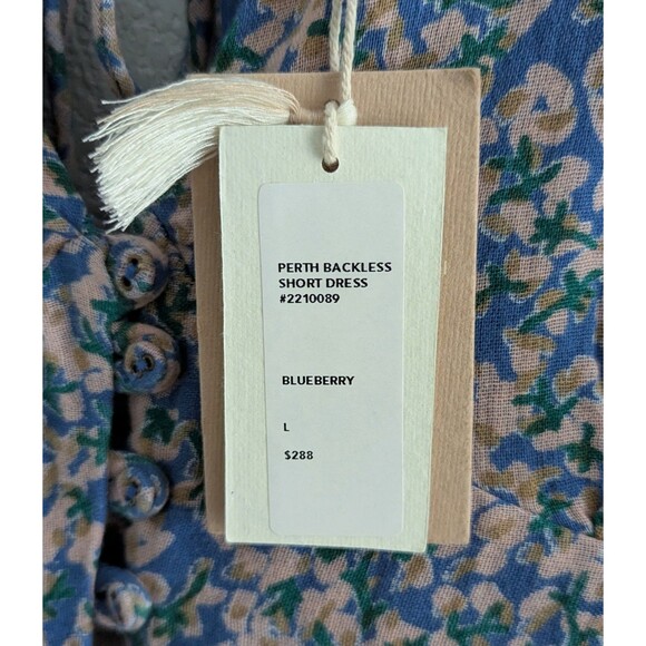 Mirth Perth Backless Short Dress Women's Size Large Blueberry Floral Mini Dress - Picture 5 of 10